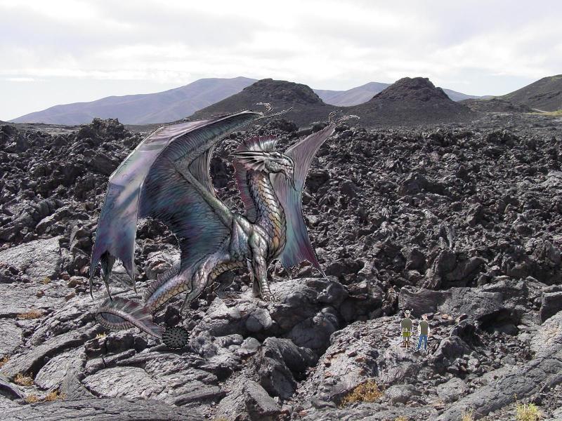 Dragon sneaks on boys